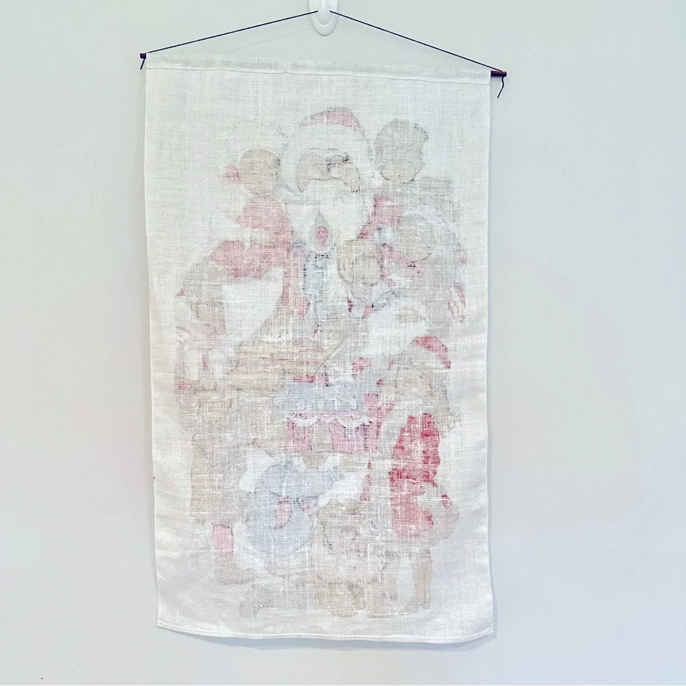Christmas Tapestry Linen Santa Children Love By Margot Tomes 28